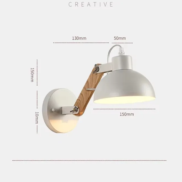 Nordic Adjustable Wall Sconce Robotic Arm Wood Iron E27 Bedroom Hotel Light - Image 7