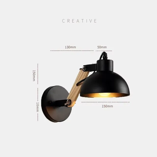 Nordic Adjustable Wall Sconce Robotic Arm Wood Iron E27 Bedroom Hotel Light - Image 8