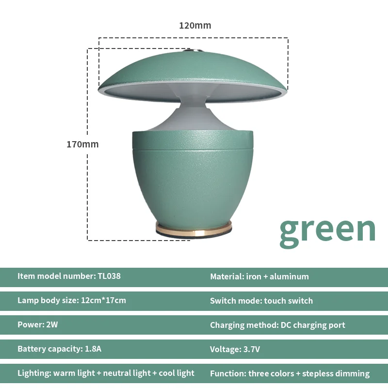 Nordic Battery Powered Dimmable LED Night Table Lamp Small Bedroom Home Decor - Image 10