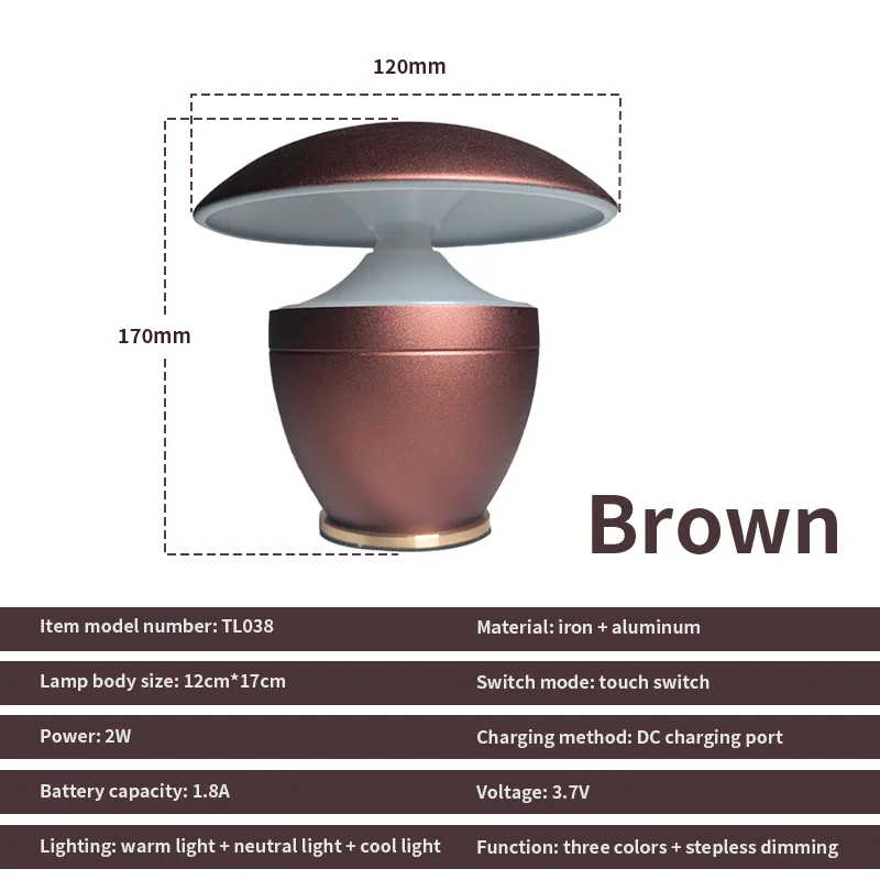 Nordic Battery Powered Dimmable LED Night Table Lamp Small Bedroom Home Decor - Image 11