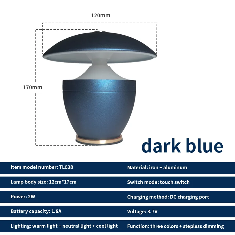 Nordic Battery Powered Dimmable LED Night Table Lamp Small Bedroom Home Decor - Image 13