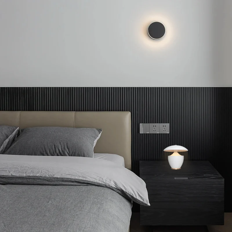 Nordic Battery Powered Dimmable LED Night Table Lamp Small Bedroom Home Decor - Image 5