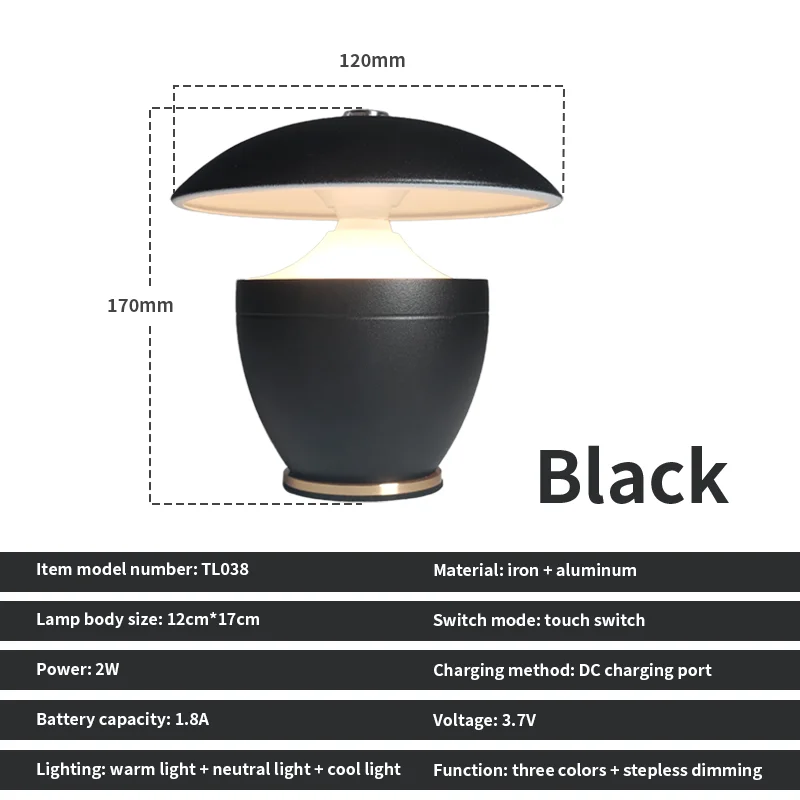 Nordic Battery Powered Dimmable LED Night Table Lamp Small Bedroom Home Decor - Image 7