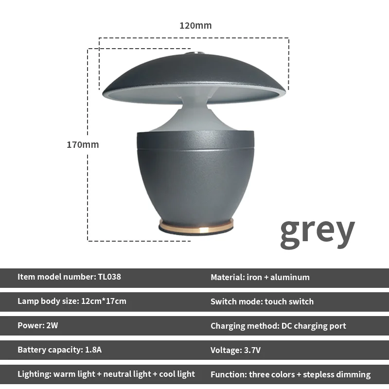 Nordic Battery Powered Dimmable LED Night Table Lamp Small Bedroom Home Decor - Image 8