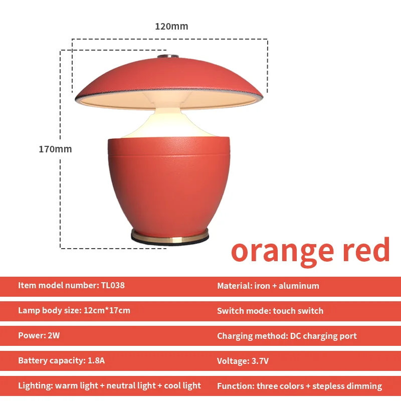 Nordic Battery Powered Dimmable LED Night Table Lamp Small Bedroom Home Decor - Image 9