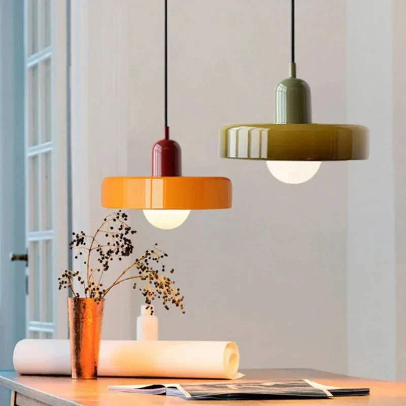 Nordic Bauhaus Glass Chandelier – Retro Dining Room Pendant Light for Living Room - Image 3
