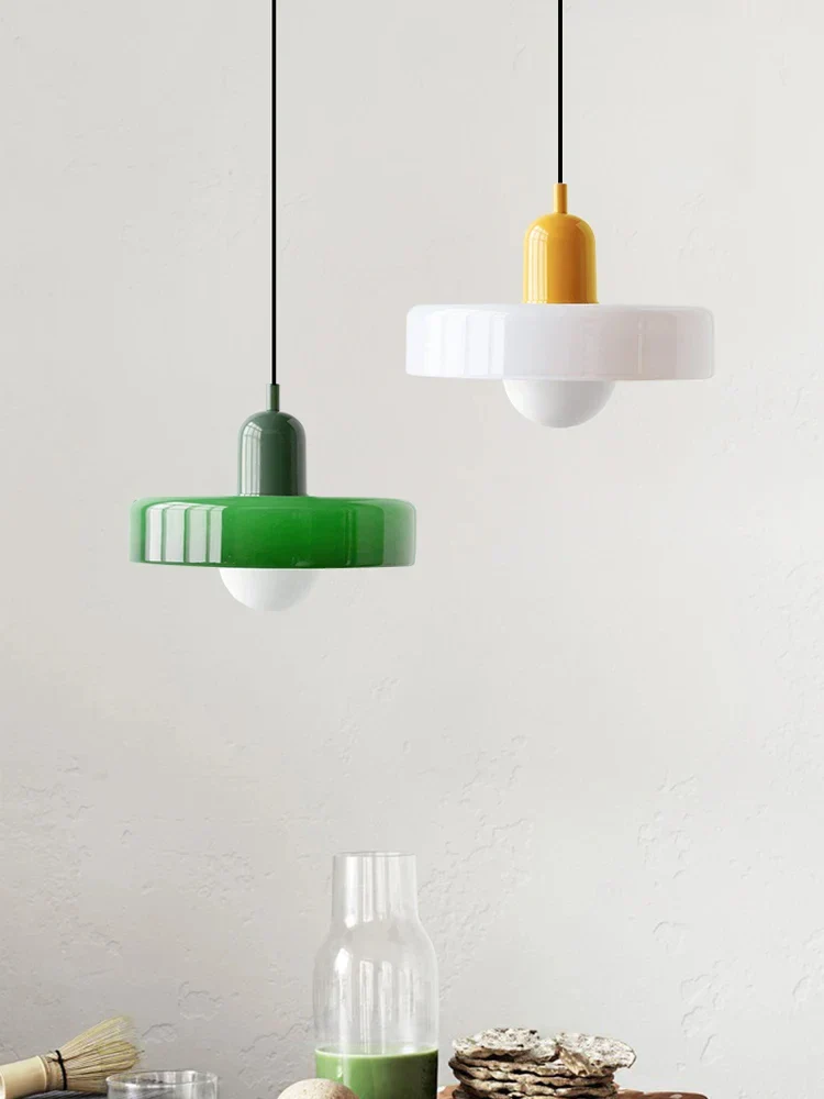 Nordic Bauhaus Glass Chandelier – Retro Dining Room Pendant Light for Living Room - Image 5