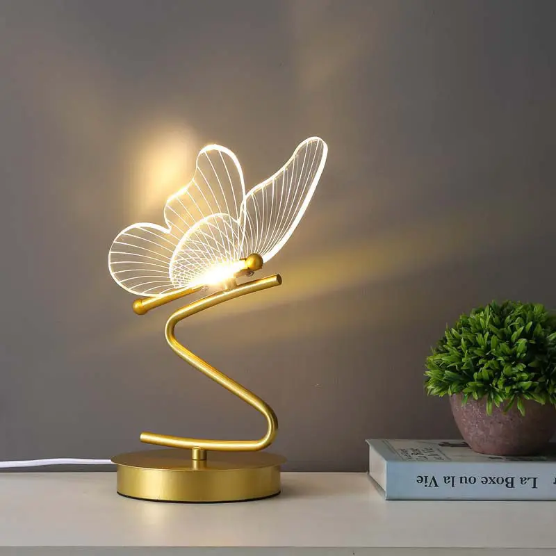 Nordic Butterfly Table Lamp LED USB Bedside Desk Light Bedroom Home Decor - Image 2