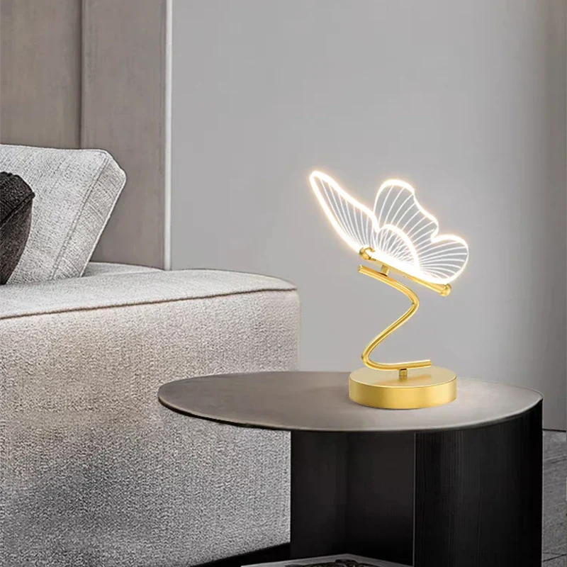 Nordic Butterfly Table Lamp LED USB Bedside Desk Light Bedroom Home Decor - Image 3