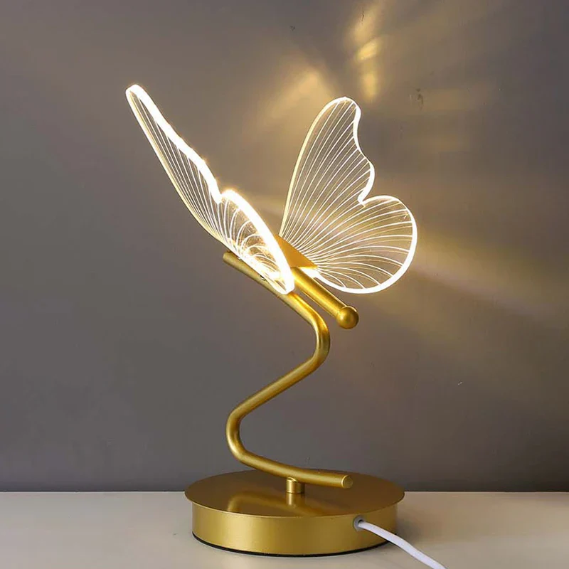 Nordic Butterfly Table Lamp LED USB Bedside Desk Light Bedroom Home Decor - Image 4