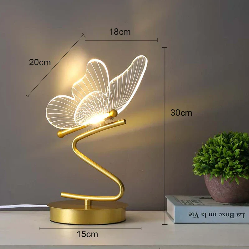 Nordic Butterfly Table Lamp LED USB Bedside Desk Light Bedroom Home Decor - Image 7