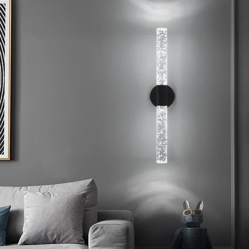Nordic Crystal Rod LED Wall Lamp Bedroom Bedside Living Room AC85-265V Light - Image 3