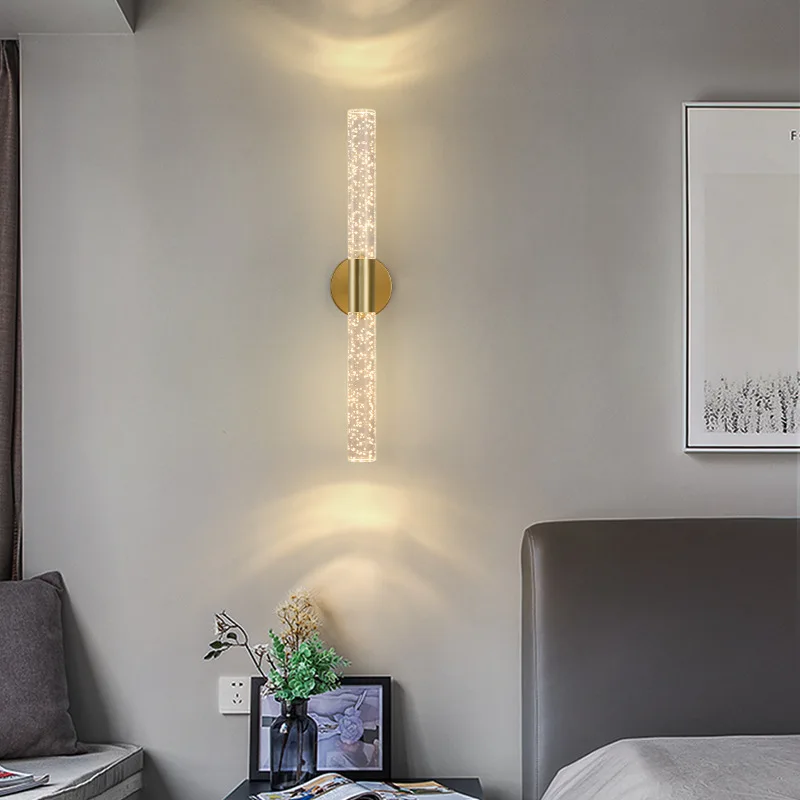 Nordic Crystal Rod LED Wall Lamp Bedroom Bedside Living Room AC85-265V Light - Image 4