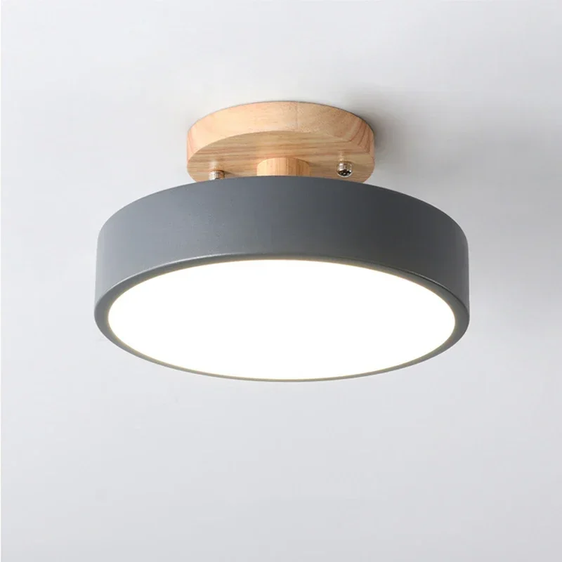 Nordic Flush Mount Ceiling Light Wood Round Hallway Bedroom Bathroom Lamp - Image 10