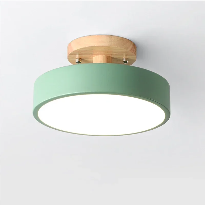 Nordic Flush Mount Ceiling Light Wood Round Hallway Bedroom Bathroom Lamp - Image 8