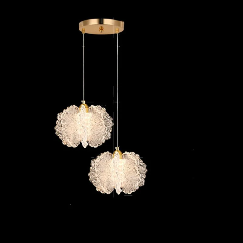 Nordic French Cream Chandelier Acrylic Flower Pendant Light Bedroom Dining Lamp - Image 10