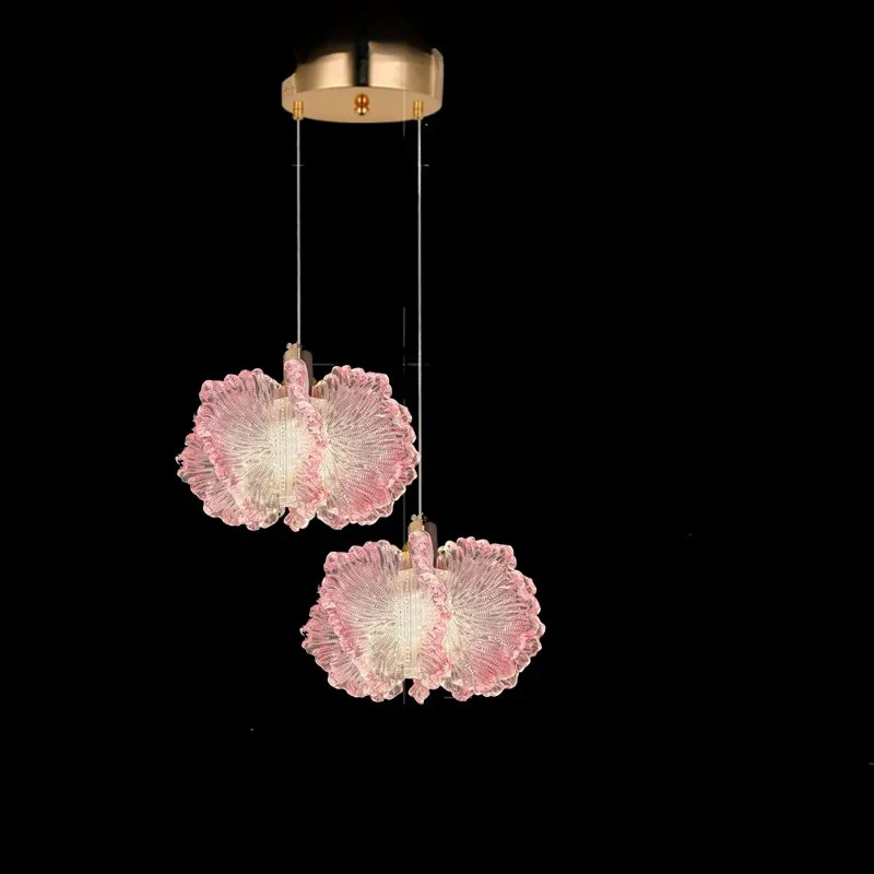 Nordic French Cream Chandelier Acrylic Flower Pendant Light Bedroom Dining Lamp - Image 11