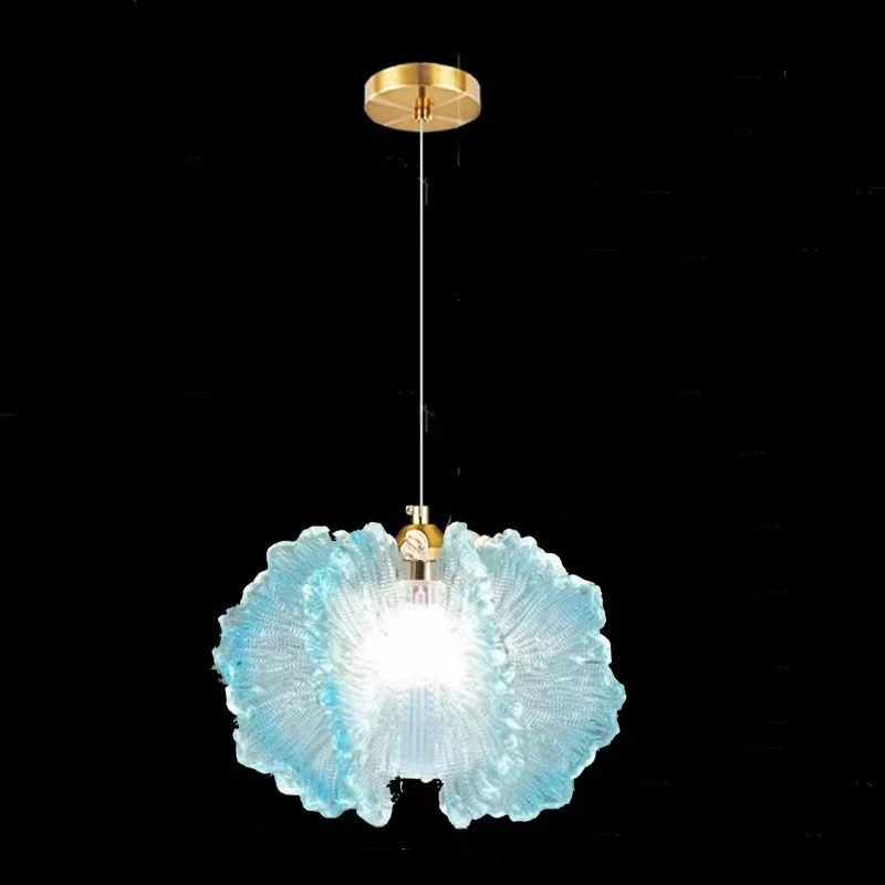 Nordic French Cream Chandelier Acrylic Flower Pendant Light Bedroom Dining Lamp - Image 5