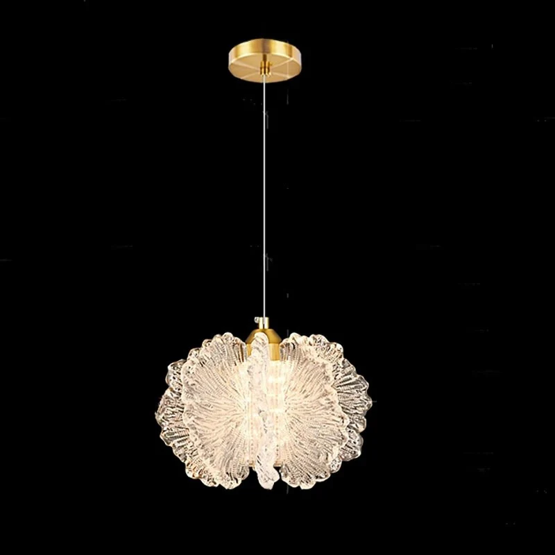 Nordic French Cream Chandelier Acrylic Flower Pendant Light Bedroom Dining Lamp - Image 6