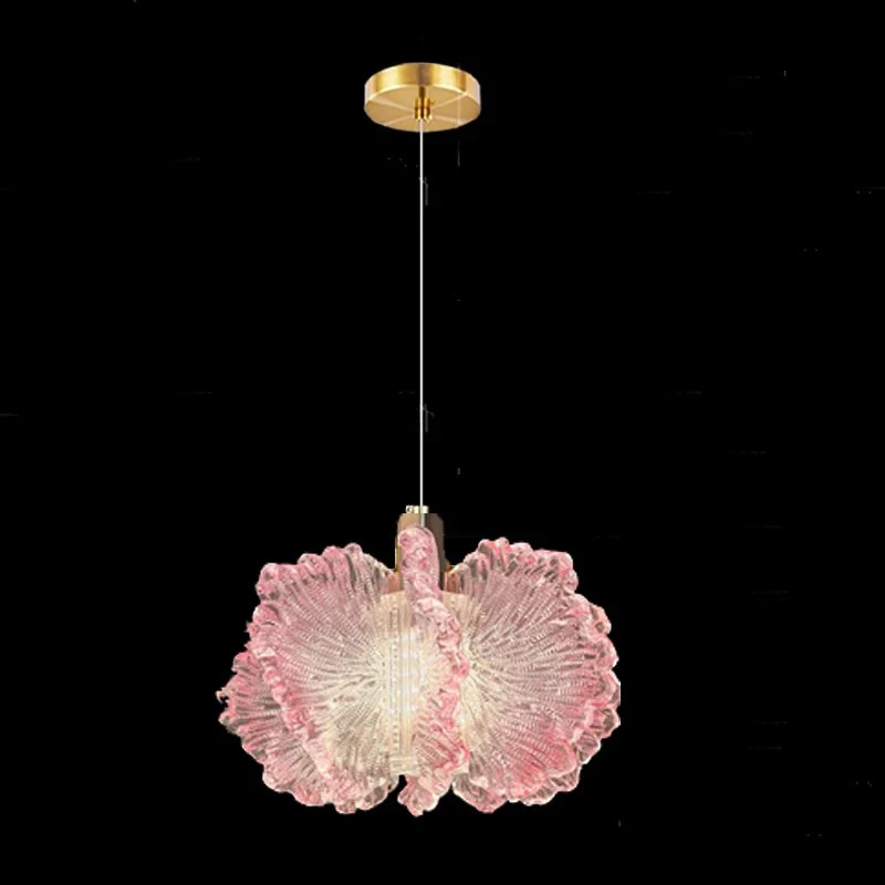 Nordic French Cream Chandelier Acrylic Flower Pendant Light Bedroom Dining Lamp - Image 7