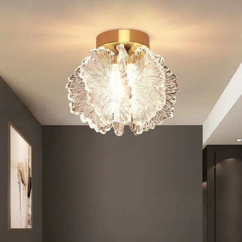 Nordic French Cream Chandelier Acrylic Flower Pendant Light Bedroom Dining Lamp - Image 8
