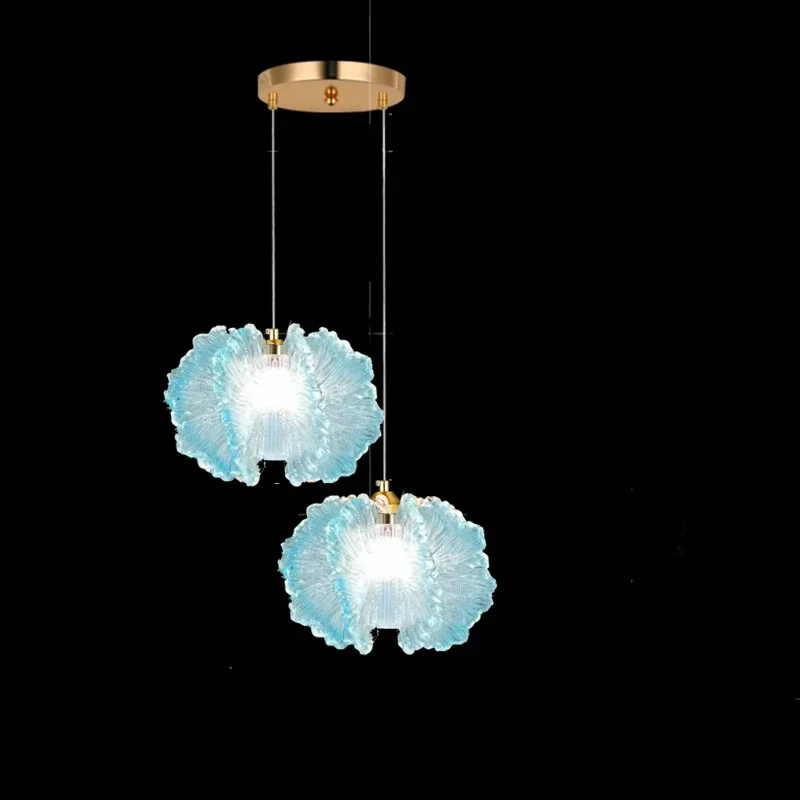 Nordic French Cream Chandelier Acrylic Flower Pendant Light Bedroom Dining Lamp - Image 9