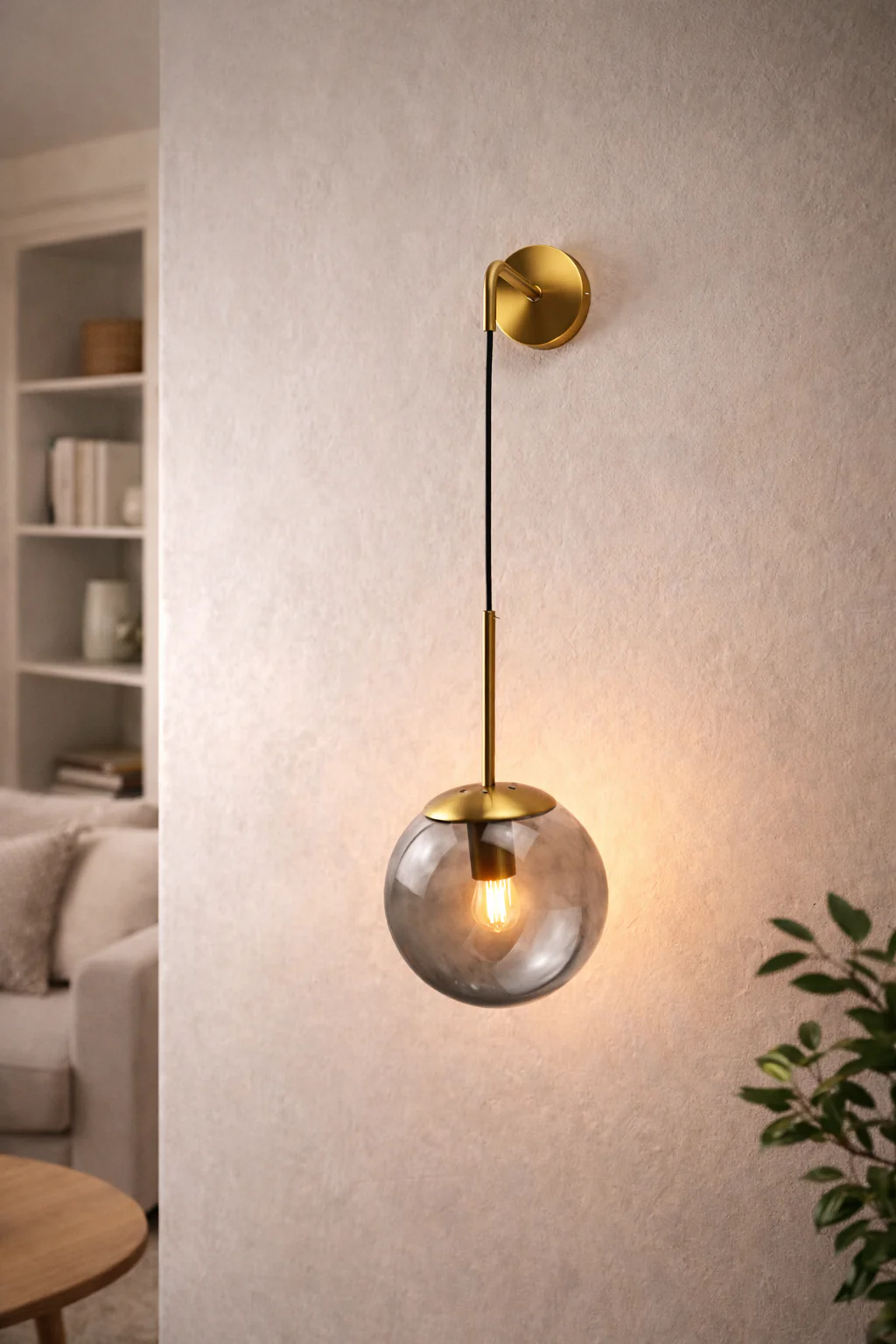 Nordic Glass Ball Wall Sconce LED Bedside Living Room Corridor Stair Light - Image 11