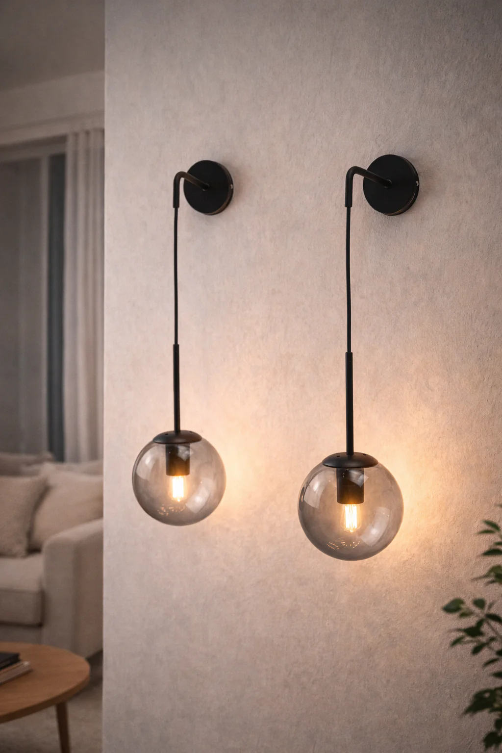Nordic Glass Ball Wall Sconce LED Bedside Living Room Corridor Stair Light - Image 14