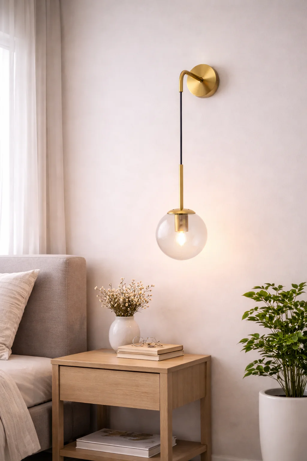 Nordic Glass Ball Wall Sconce LED Bedside Living Room Corridor Stair Light - Image 15