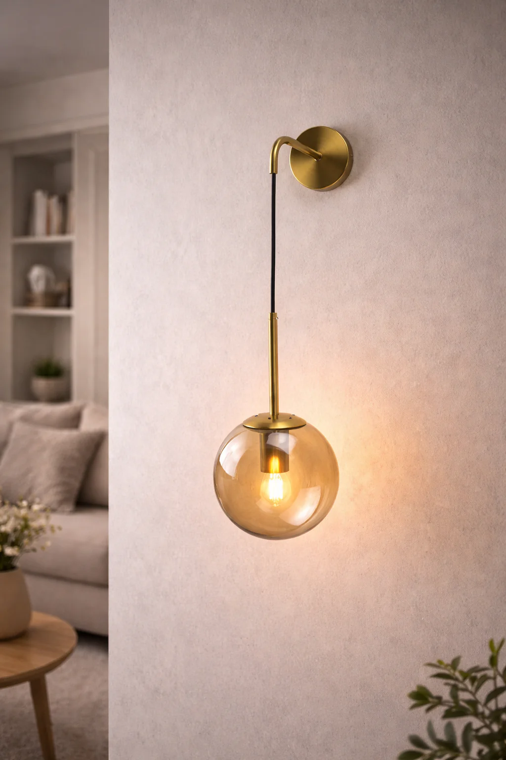 Nordic Glass Ball Wall Sconce LED Bedside Living Room Corridor Stair Light - Image 16