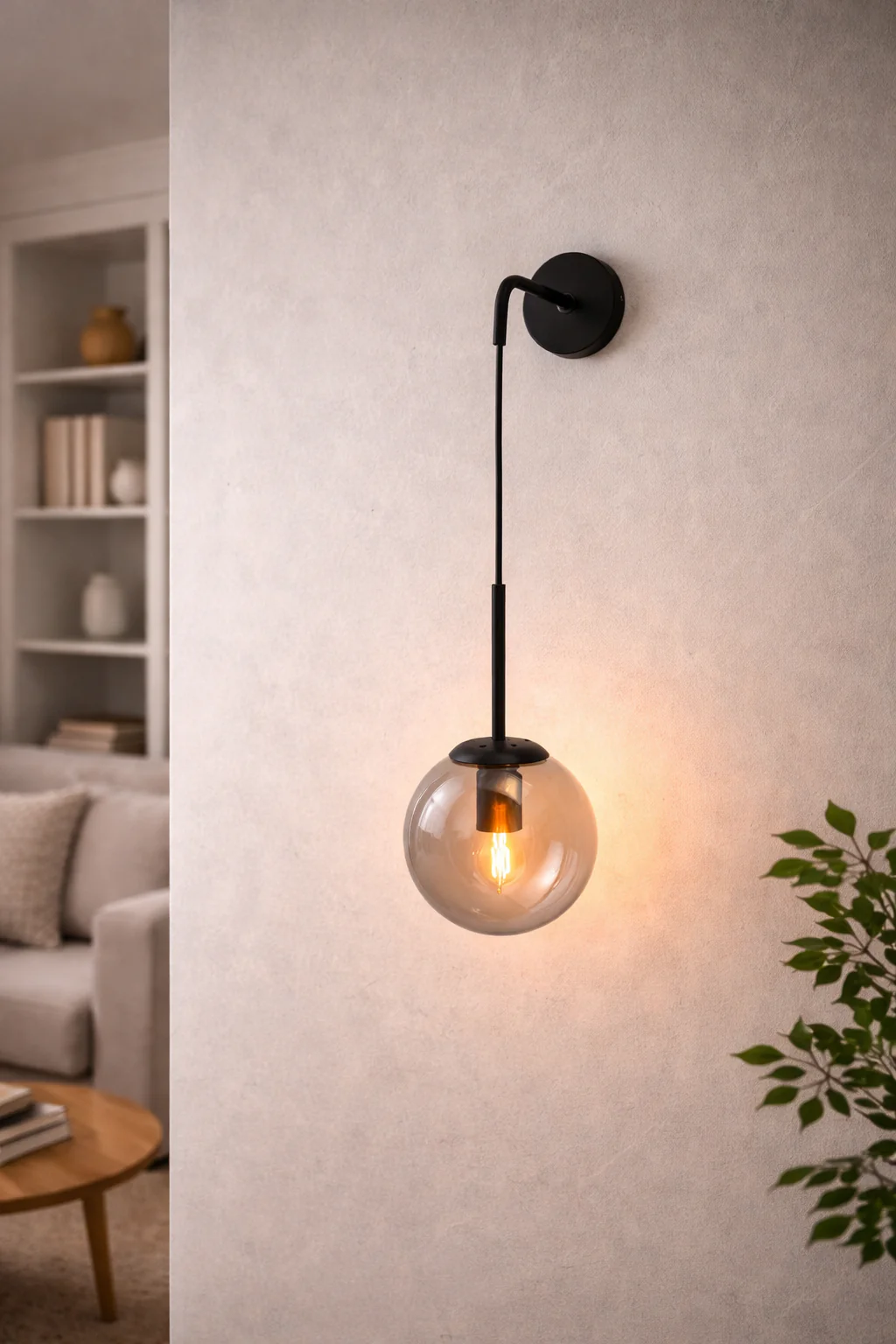 Nordic Glass Ball Wall Sconce LED Bedside Living Room Corridor Stair Light - Image 17