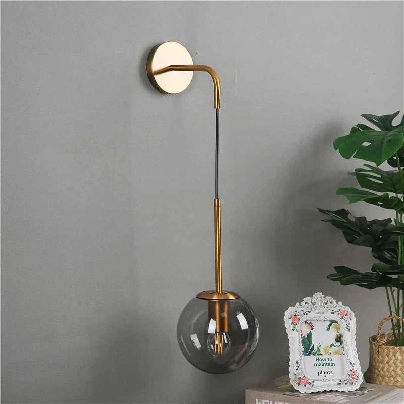 Nordic Glass Ball Wall Sconce LED Bedside Living Room Corridor Stair Light - Image 2