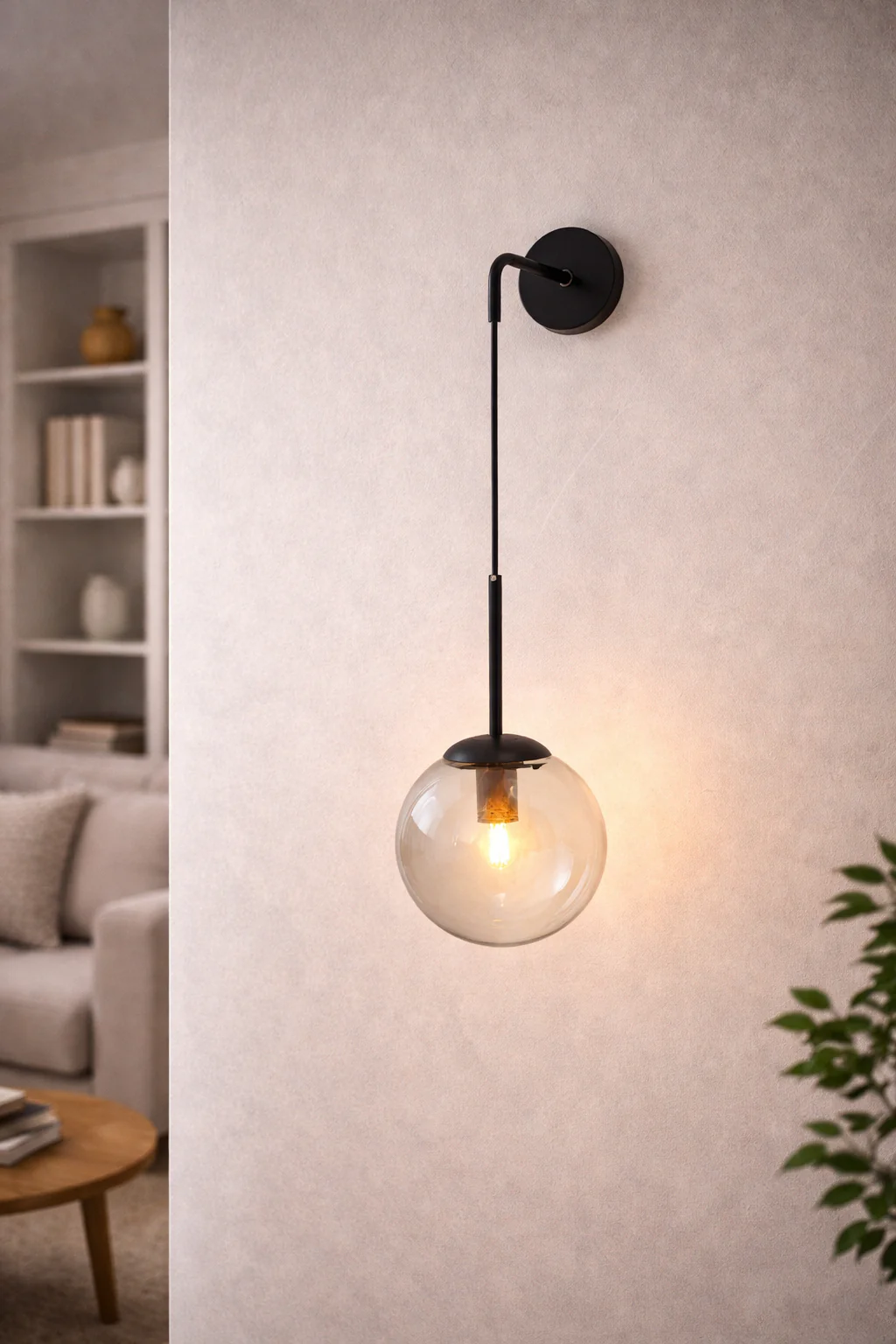 Nordic Glass Ball Wall Sconce LED Bedside Living Room Corridor Stair Light - Image 21