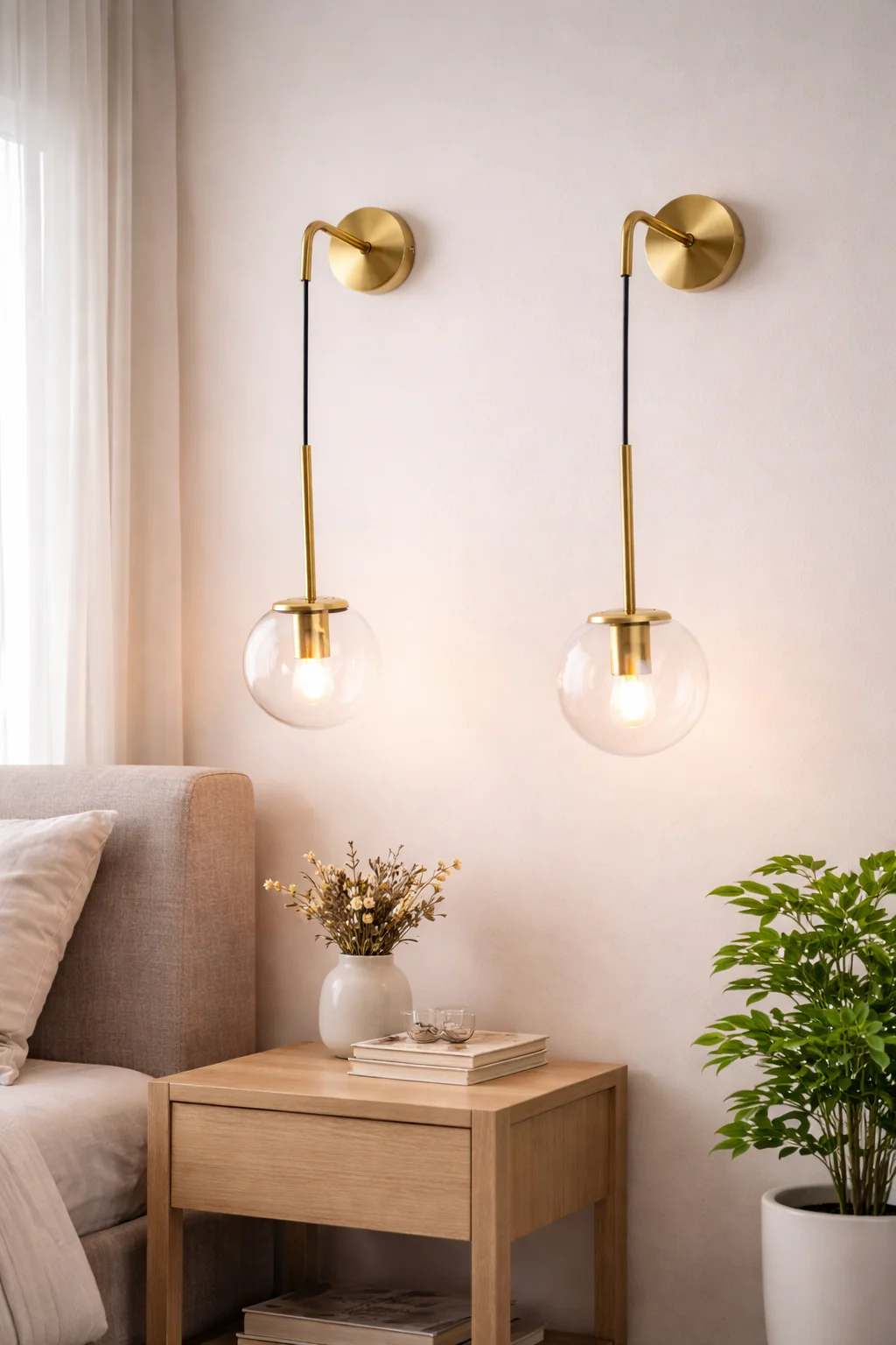 Nordic Glass Ball Wall Sconce LED Bedside Living Room Corridor Stair Light - Image 9