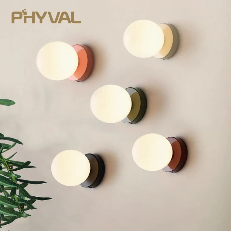 Nordic Glass LED Wall Lamp Orb Sconce for Bedroom Hallway Staircase - Image 2