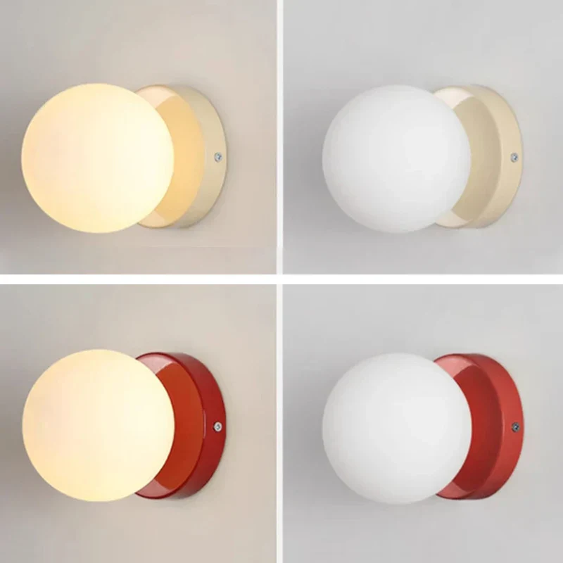 Nordic Glass LED Wall Lamp Orb Sconce for Bedroom Hallway Staircase - Image 5