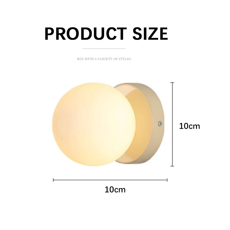 Nordic Glass LED Wall Lamp Orb Sconce for Bedroom Hallway Staircase - Image 6