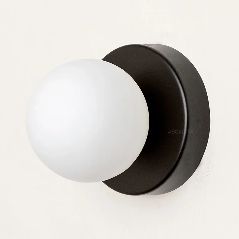 Nordic Glass LED Wall Lamp Orb Sconce for Bedroom Hallway Staircase - Image 9