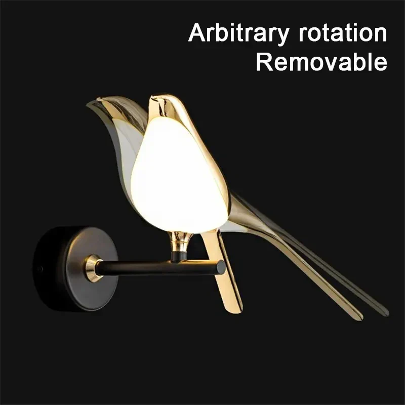 Nordic Golden Bird LED Wall Lamp Bedroom Bedside Living Room Bar Decorative Sconce - Image 3