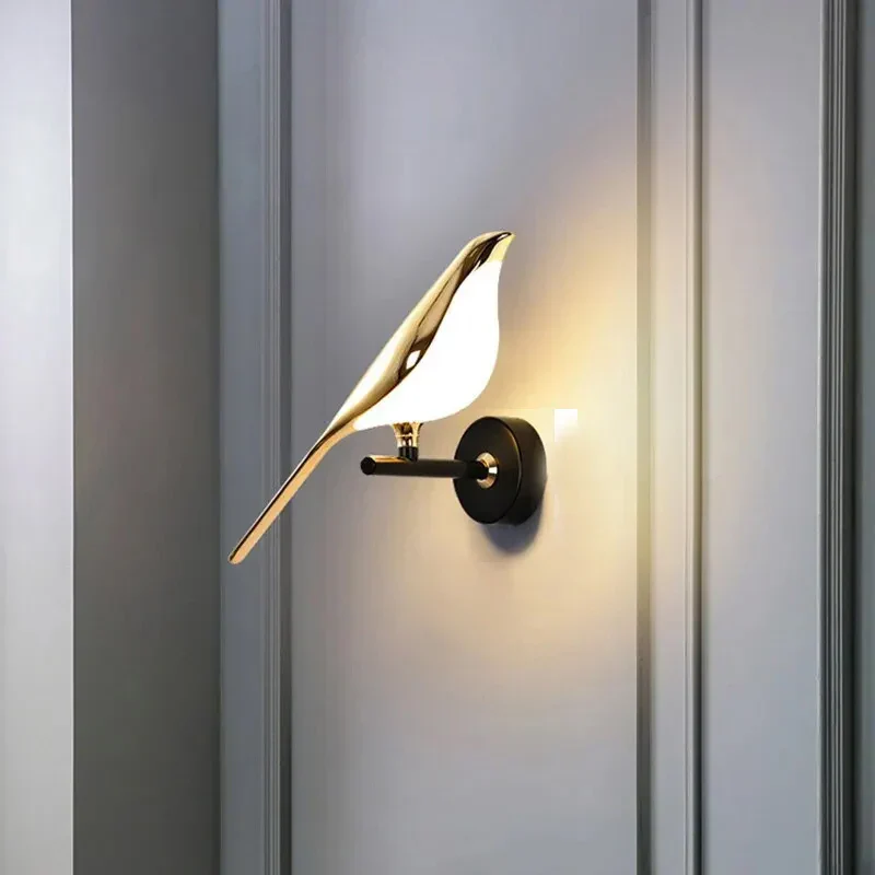 Nordic Golden Bird LED Wall Lamp Bedroom Bedside Living Room Bar Decorative Sconce - Image 5