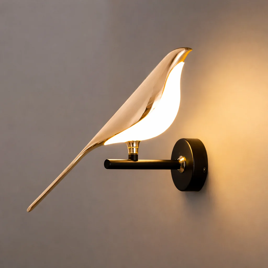 Nordic Golden Bird LED Wall Lamp Bedroom Bedside Living Room Bar Decorative Sconce - Image 8