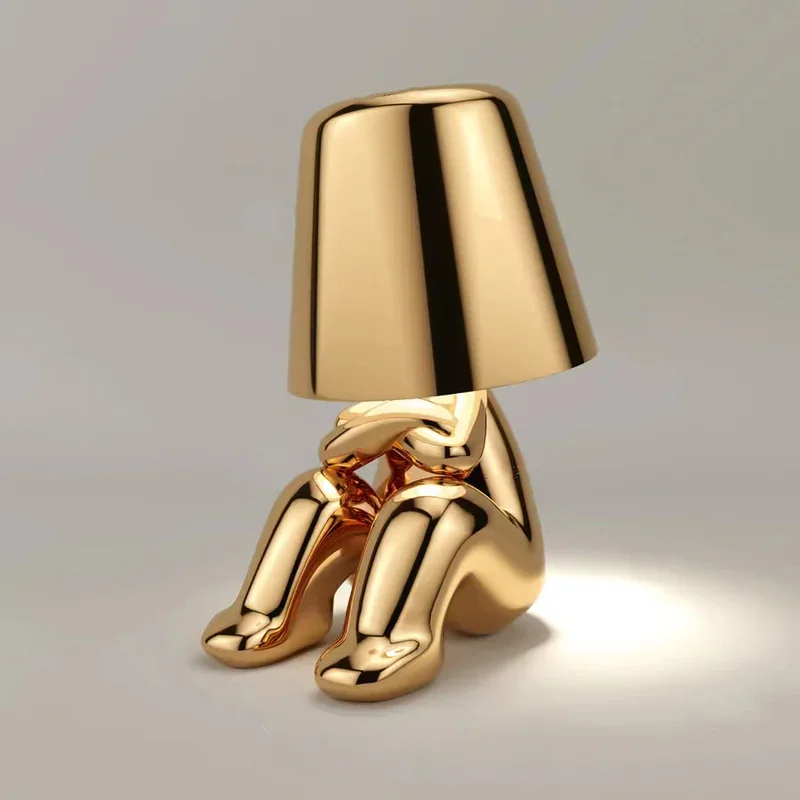 Nordic Golden Man Table Lamp LED USB Bedside Light Luxury Modern Room Decor - Image 2