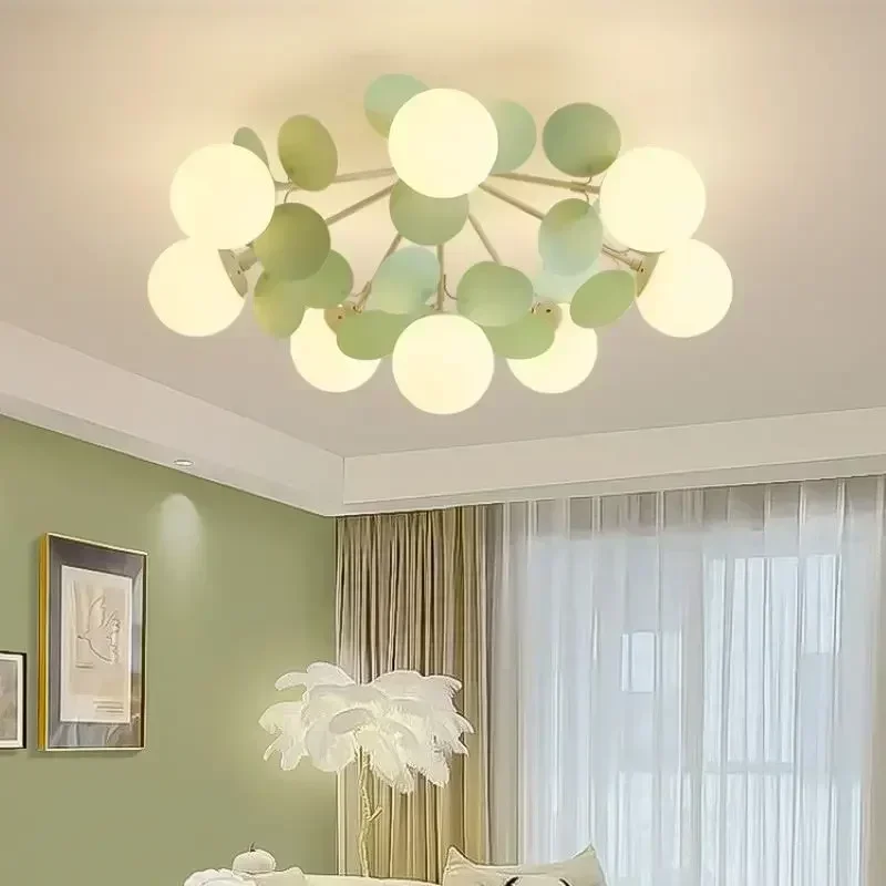 Nordic Green Molecule Glass Chandelier LED Pendant Light Bedroom Home Restaurant - Image 2