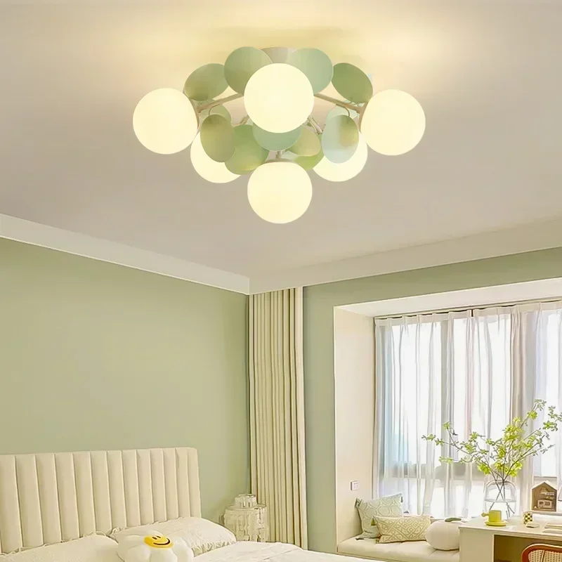 Nordic Green Molecule Glass Chandelier LED Pendant Light Bedroom Home Restaurant - Image 3