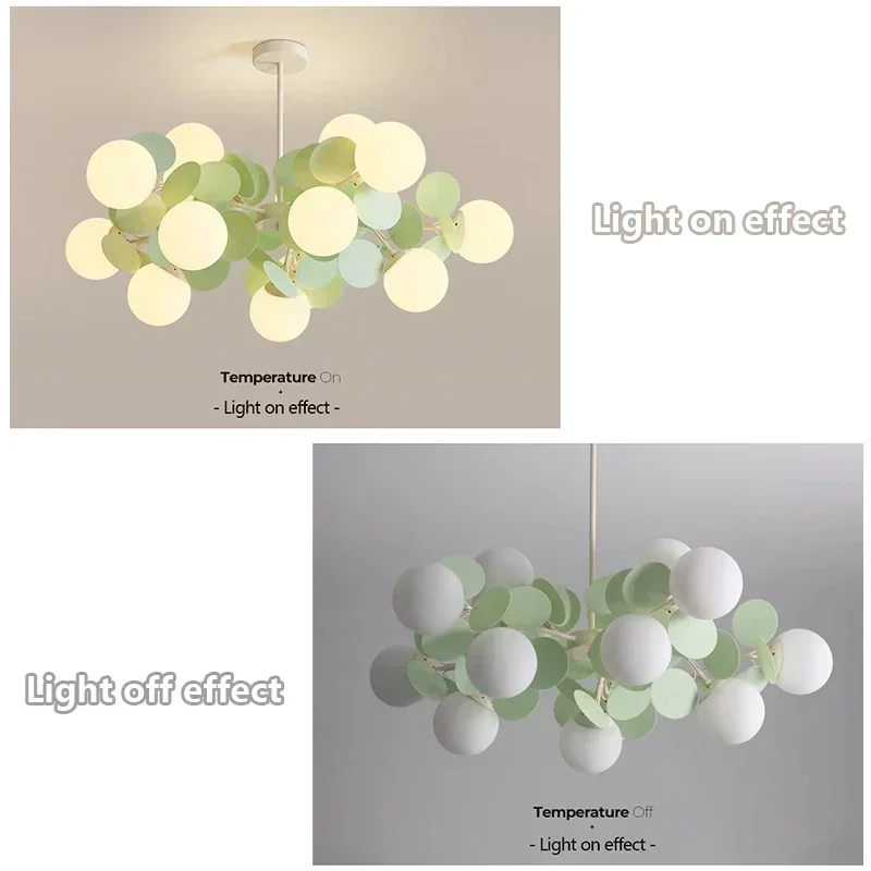 Nordic Green Molecule Glass Chandelier LED Pendant Light Bedroom Home Restaurant - Image 4