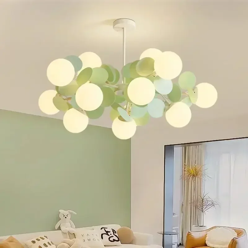 Nordic Green Molecule Glass Chandelier LED Pendant Light Bedroom Home Restaurant - Image 6