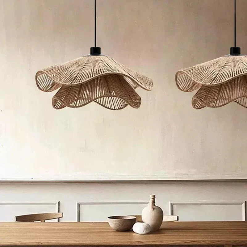 Nordic LED Pendant Lamp White Fabric Flower Chandelier Living Room Bedroom Decor - Image 4