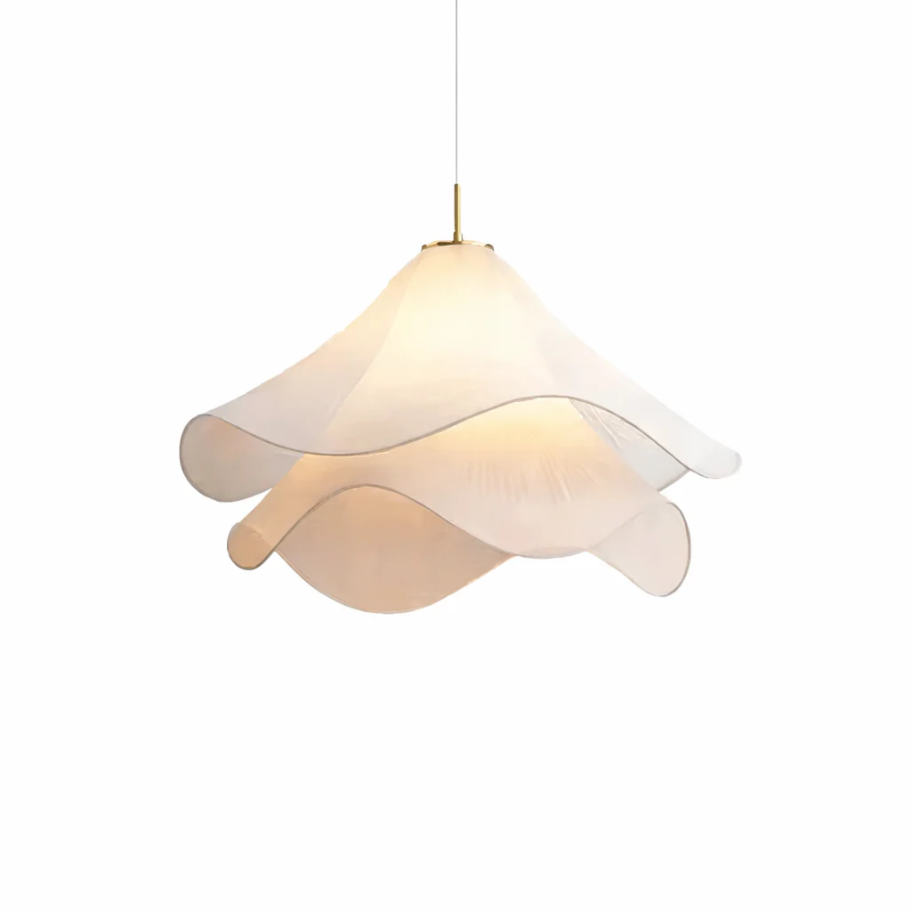 Nordic LED Pendant Lamp White Fabric Flower Chandelier Living Room Bedroom Decor - Image 7