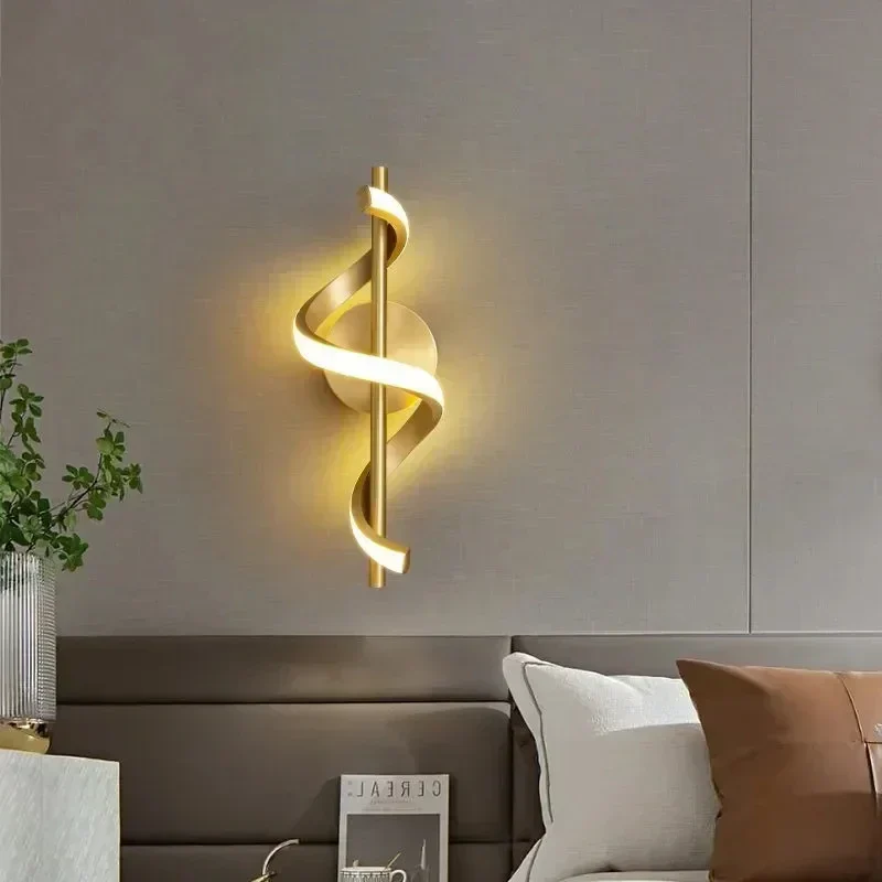 Nordic LED Wall Lamp Minimalist Bedside Sconce Black White Gold Indoor Light - Image 2