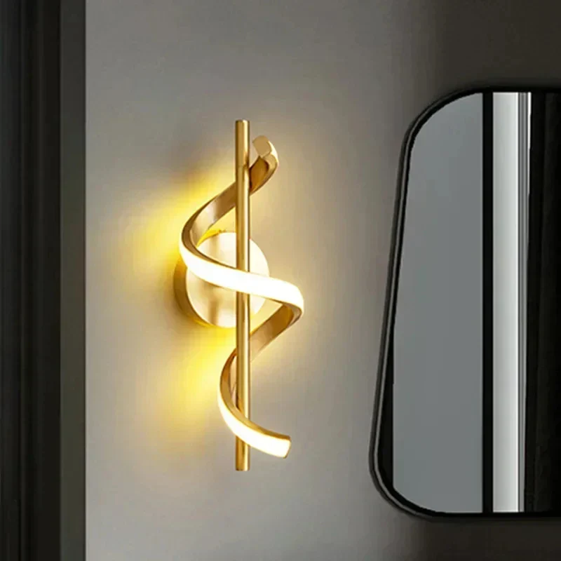 Nordic LED Wall Lamp Minimalist Bedside Sconce Black White Gold Indoor Light - Image 3